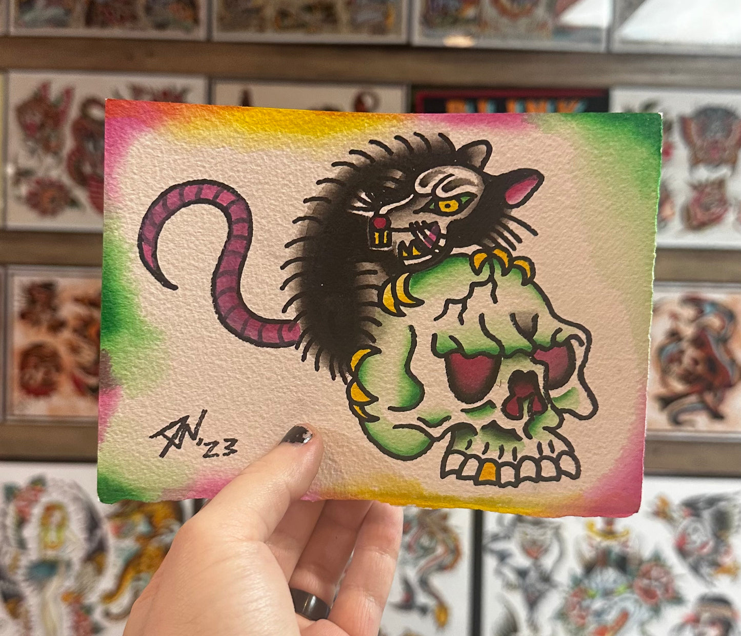 Rat skull painting