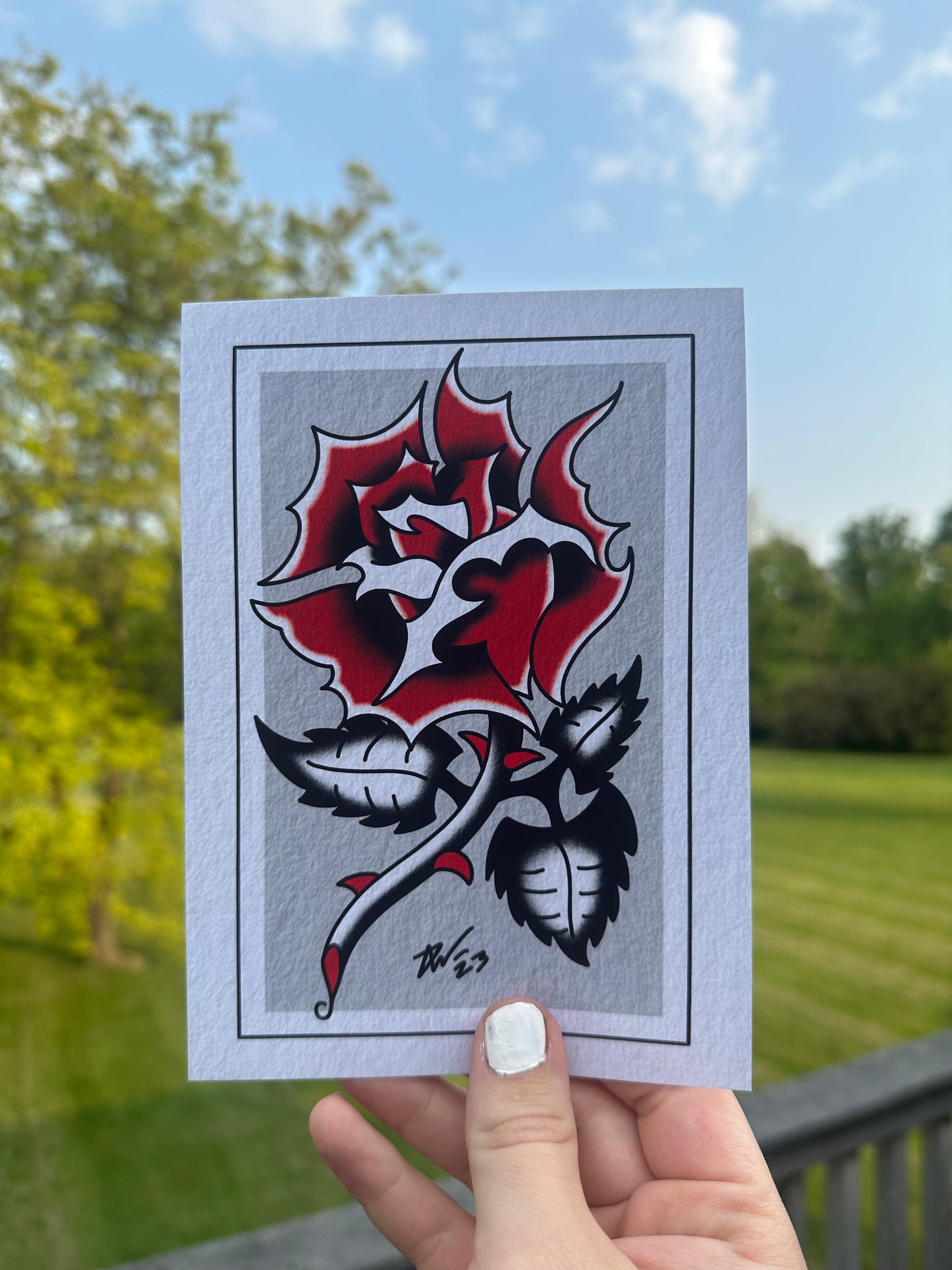 Sharp rose print